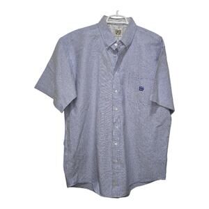 Cinch Light Blue Oxford Short Sleeve Button Down Shirt L